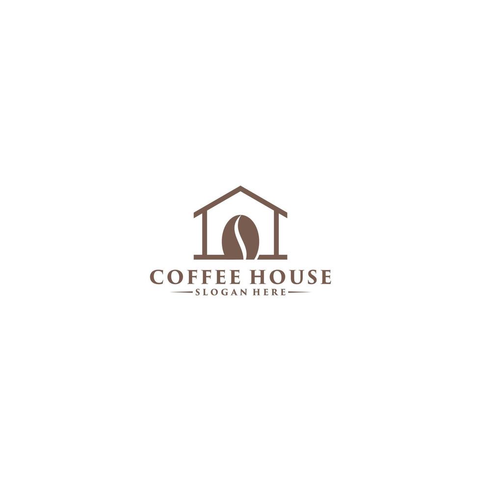 logo du café en combinant grains de café et maison vecteur