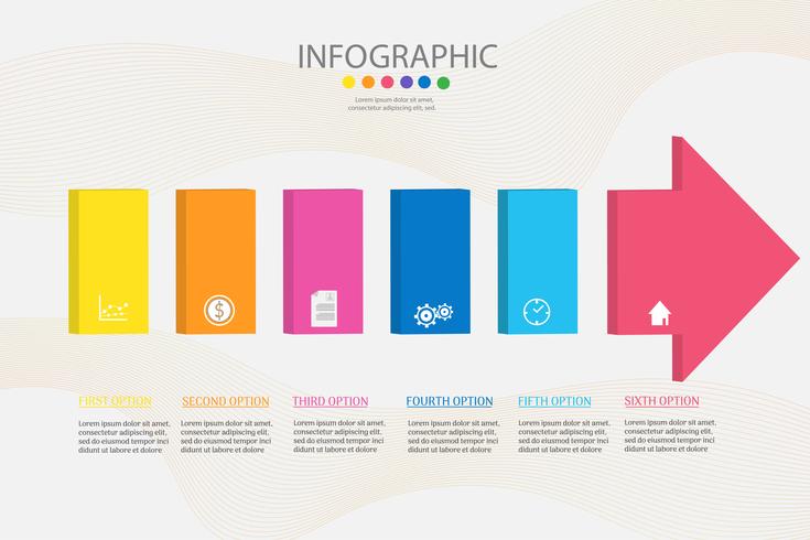 Modèle de conception Business 5 élément graphique élément infographie avec date de lieu pour les présentations, vecteur EPS10.