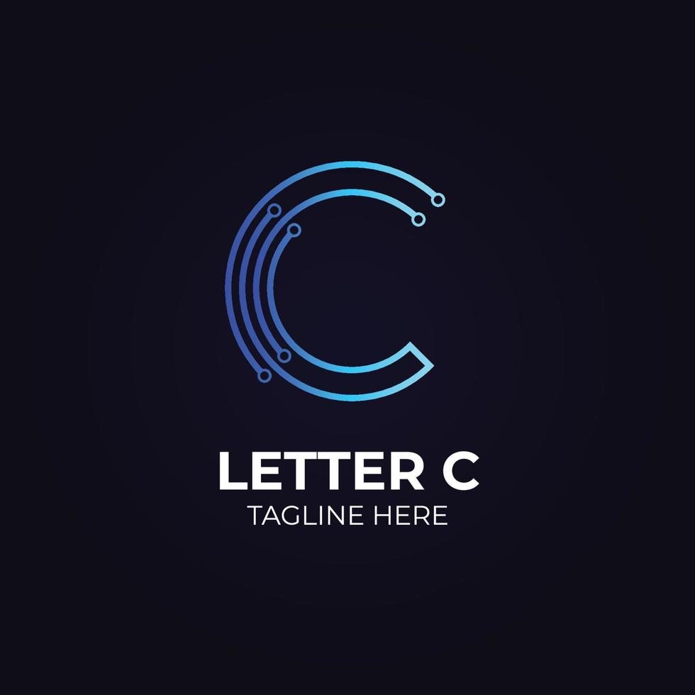 création de logo lettre c tech vecteur