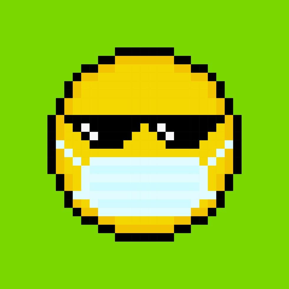 émoticône jaune dans un style pixel art vecteur