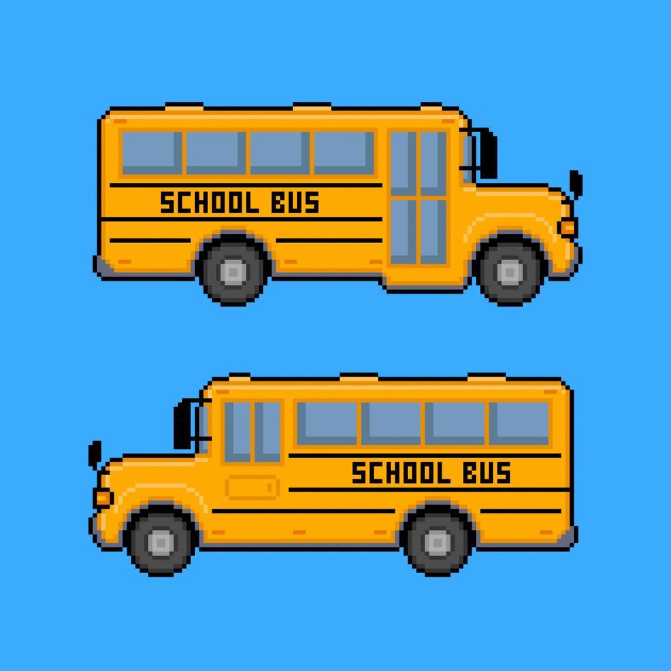 autobus scolaire dans un style pixel art vecteur