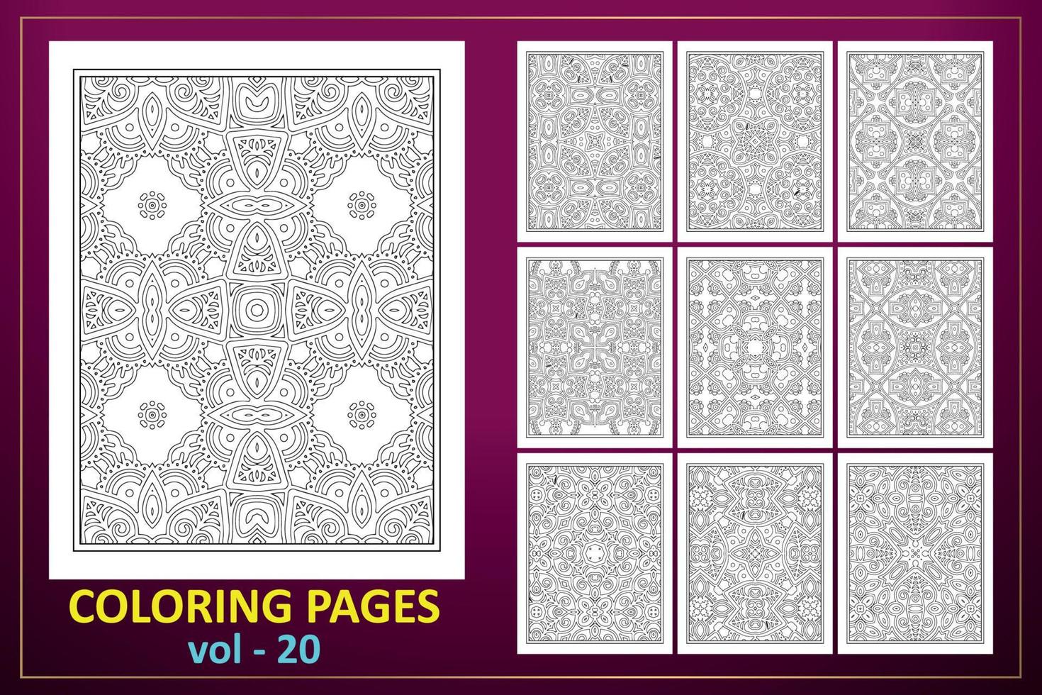 conception de page de coloriage mandala kdp. coloriage fond de mandala. vecteur