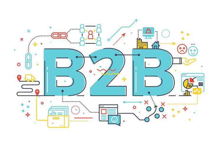 B2B: Business to business, illustration de mot vecteur