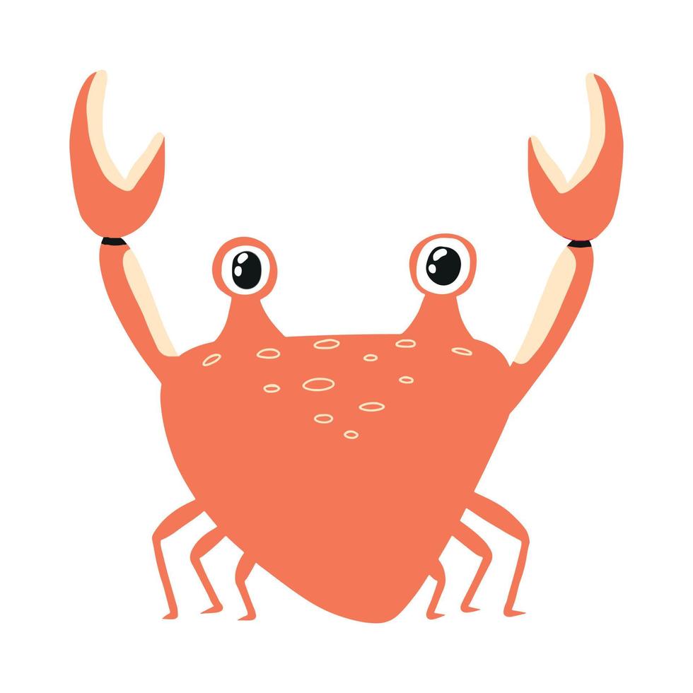 illustration pour enfants de crabe isolé sur fond blanc. crabe dessiné à la main en style cartoon. vecteur