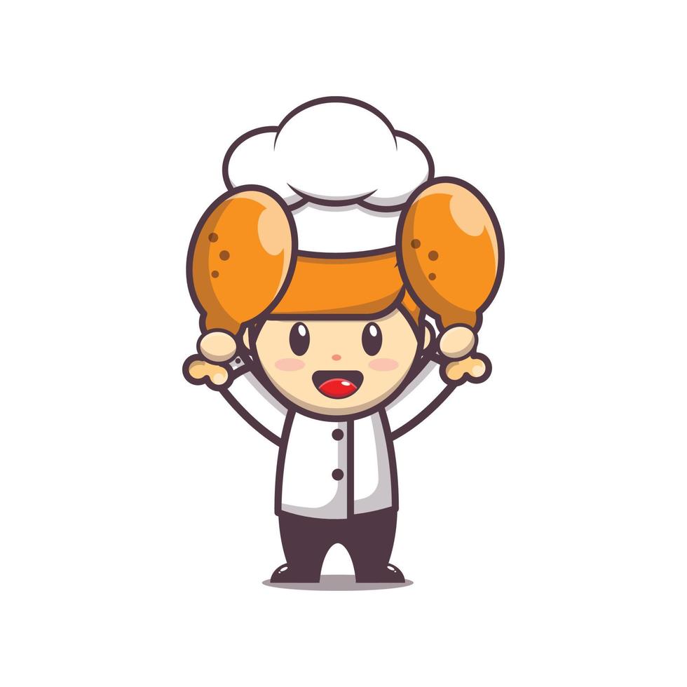 illustration de dessin animé de mascotte de chef mignon vecteur