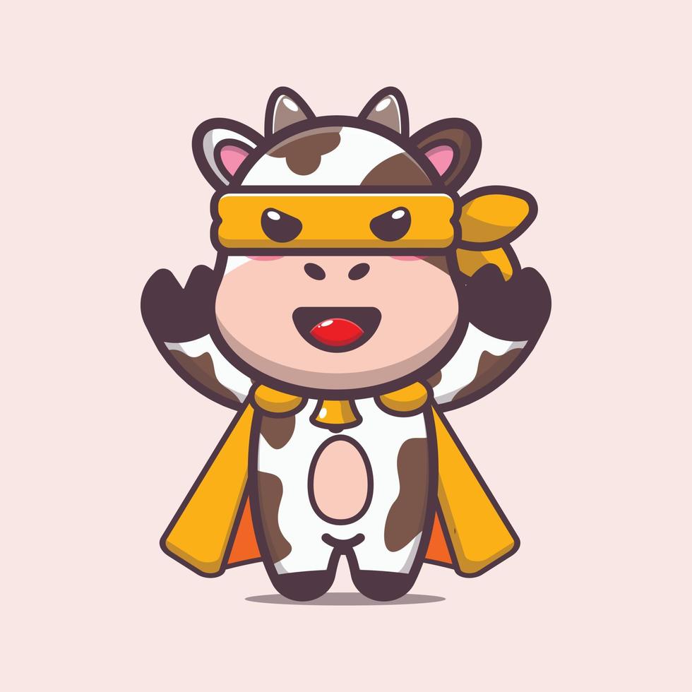 illustration de dessin animé de mascotte de vache super mignonne vecteur