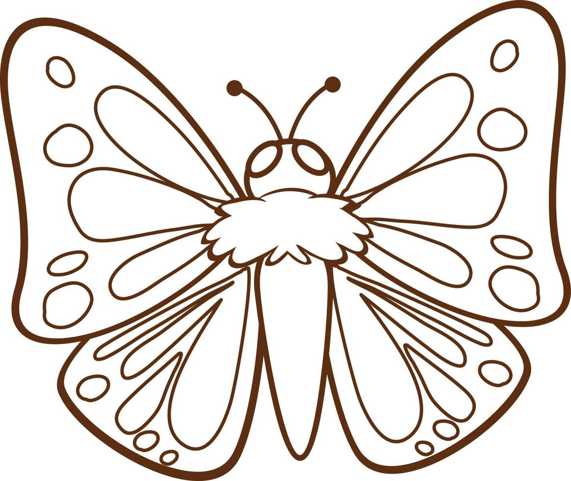 papillon dans un style simple doodle sur fond blanc vecteur