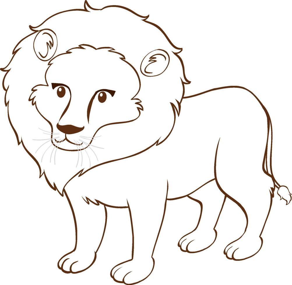 lion dans un style simple doodle sur fond blanc vecteur