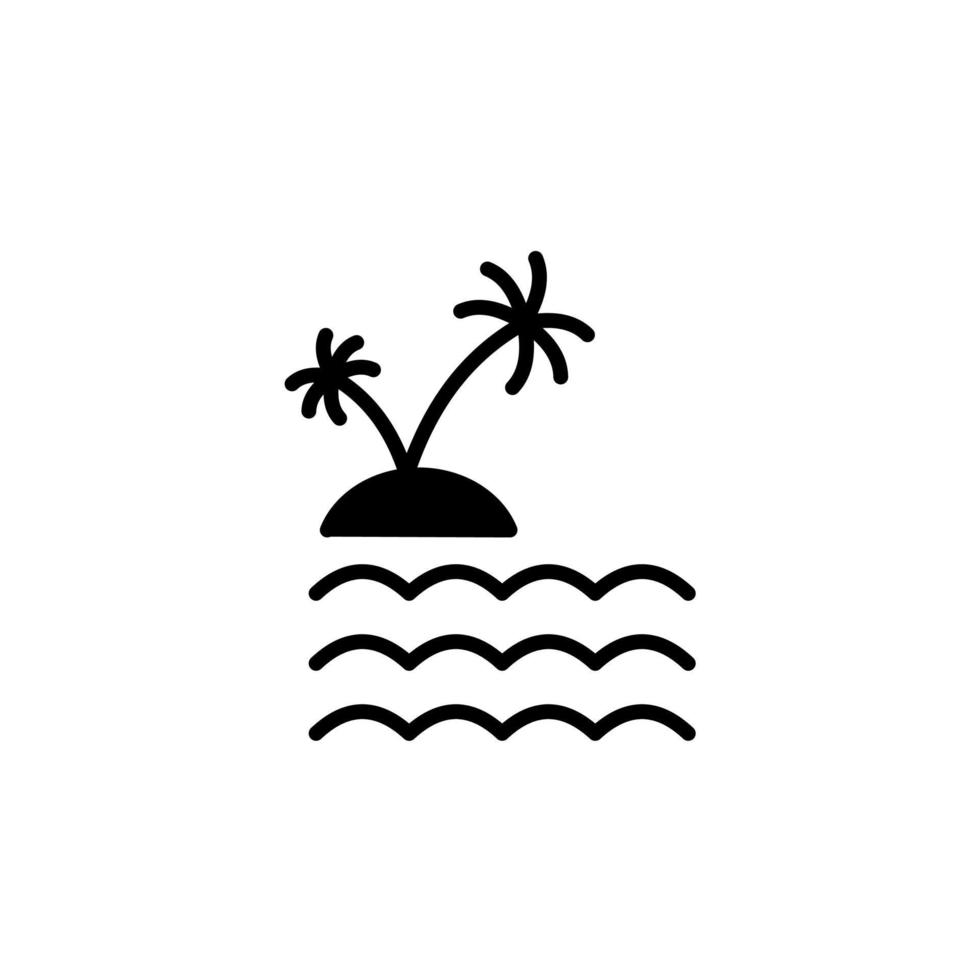 île, plage, voyage, été, modèle de logo d'illustration vectorielle d'icône solide de mer. adapté à de nombreuses fins. vecteur