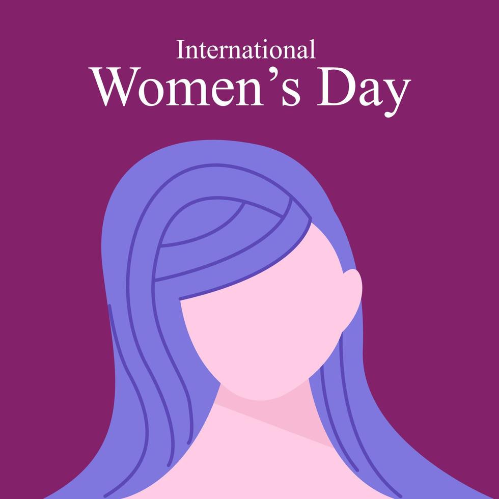 portrait de vecteur de femme cheveux longs journée internationale de la femme