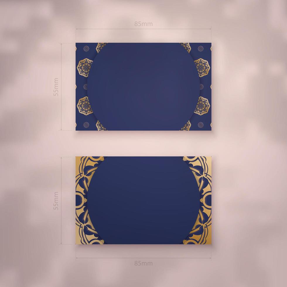 carte de visite en bleu profond avec des ornements en or grec pour votre marque. vecteur