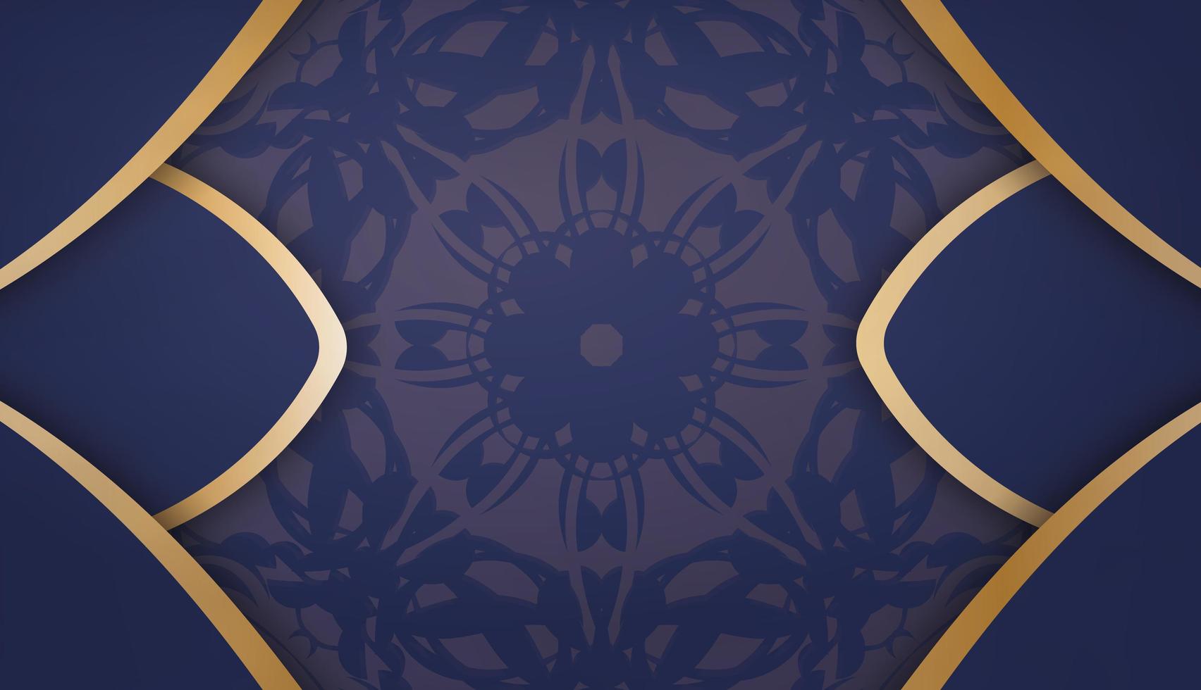 bannière en bleu foncé avec des ornements en or grec et une place pour votre logo vecteur