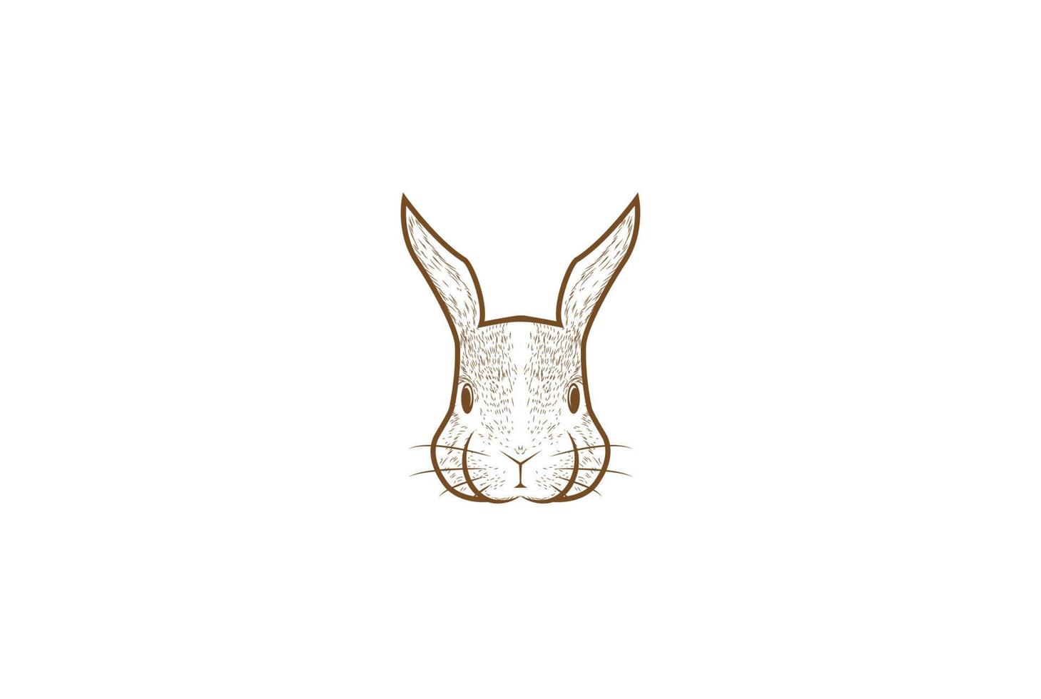 vecteur de conception de logo tête de lapin mignon rétro vintage