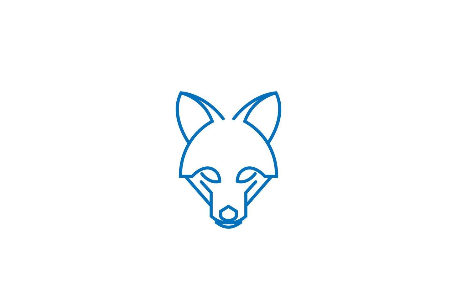 simple minimaliste loup renard chien coyote tête ligne contour style logo design vecteur