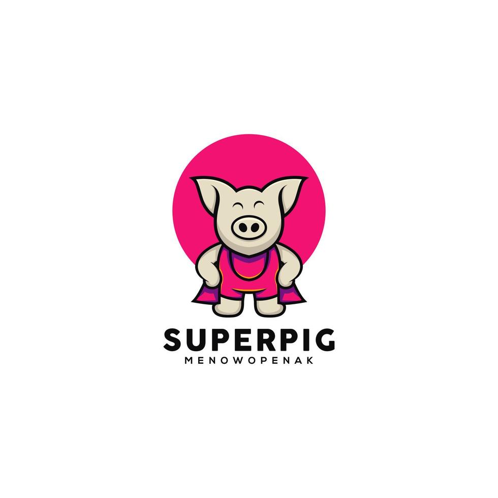 création de logo mignon super cochon vecteur