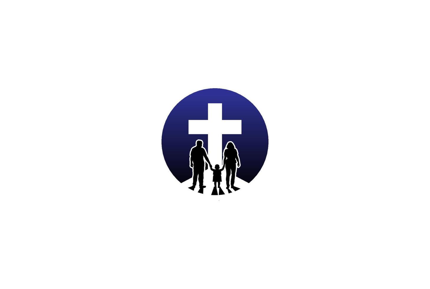 croix chrétienne de jésus minimaliste simple avec la silhouette de la  famille pour le vecteur de conception de logo de l'école de l'église  5461996 Art vectoriel chez Vecteezy