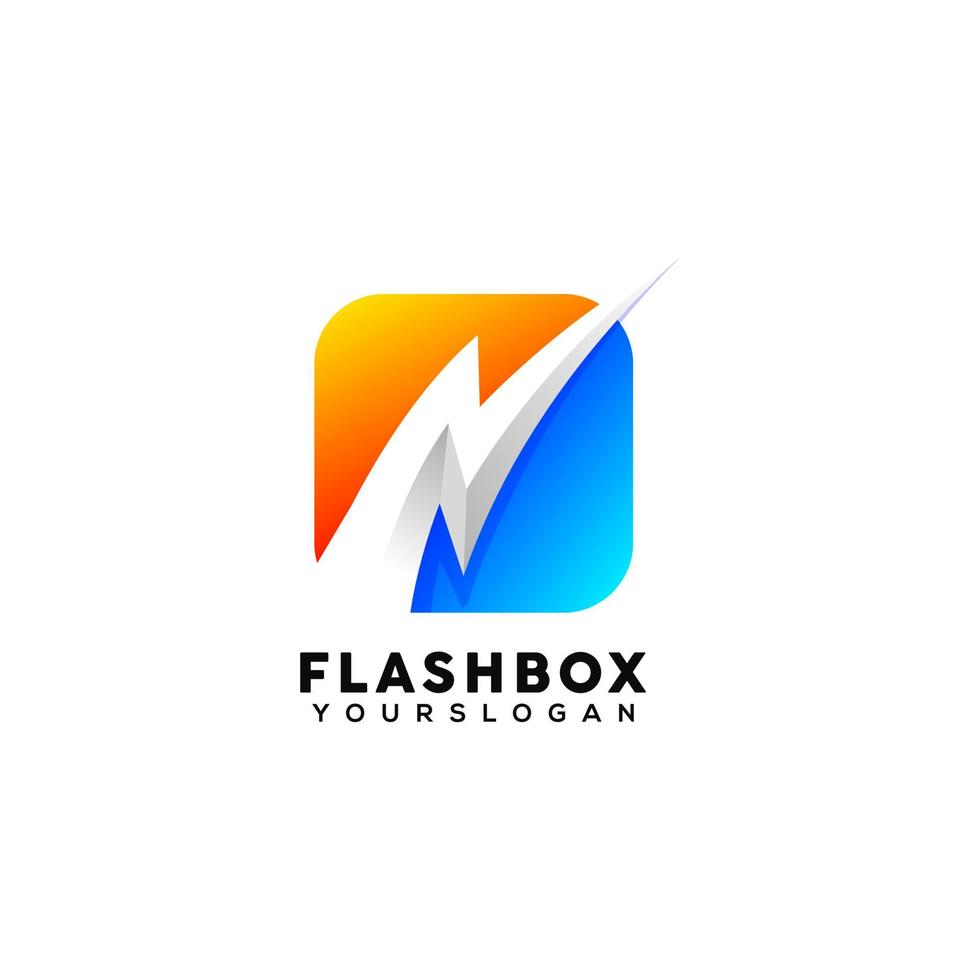 modèle de conception de logo coloré de boîte flash créative vecteur
