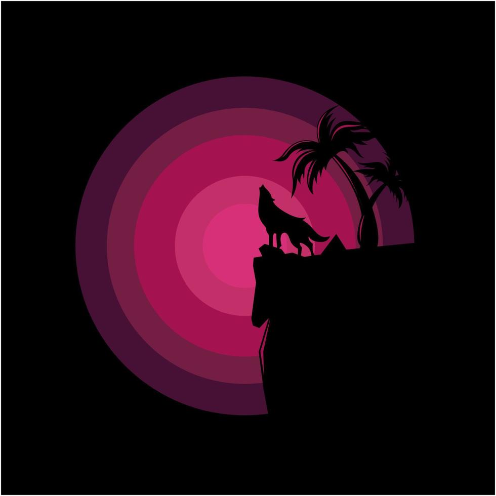 illustration de logo de loup silhouette vecteur