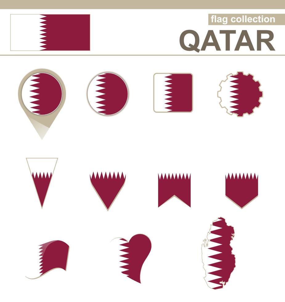 collection de drapeaux du qatar vecteur