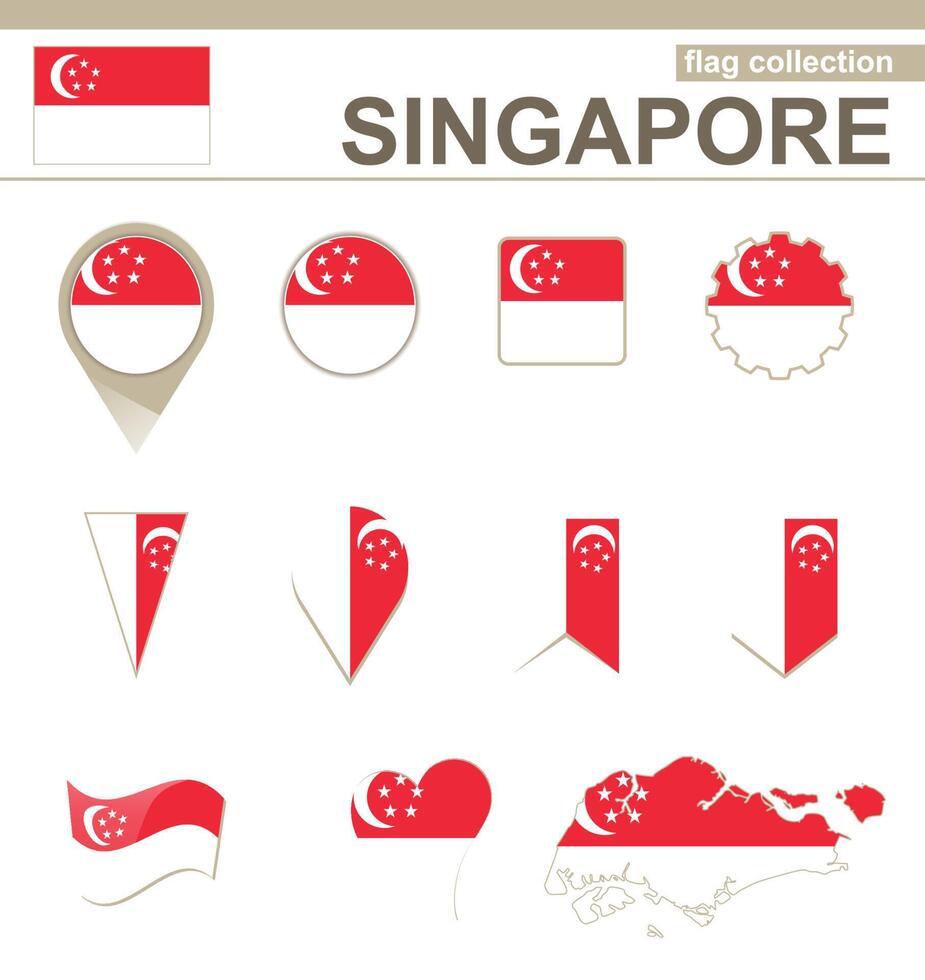 collection de drapeaux de singapour vecteur