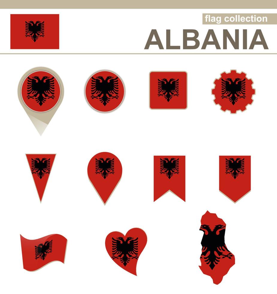 collection de drapeaux d'albanie vecteur