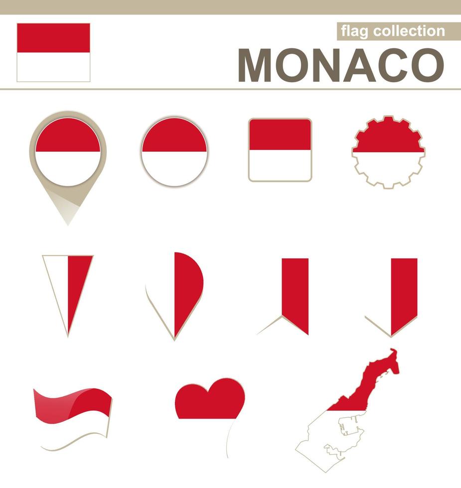 collection de drapeaux de monaco vecteur