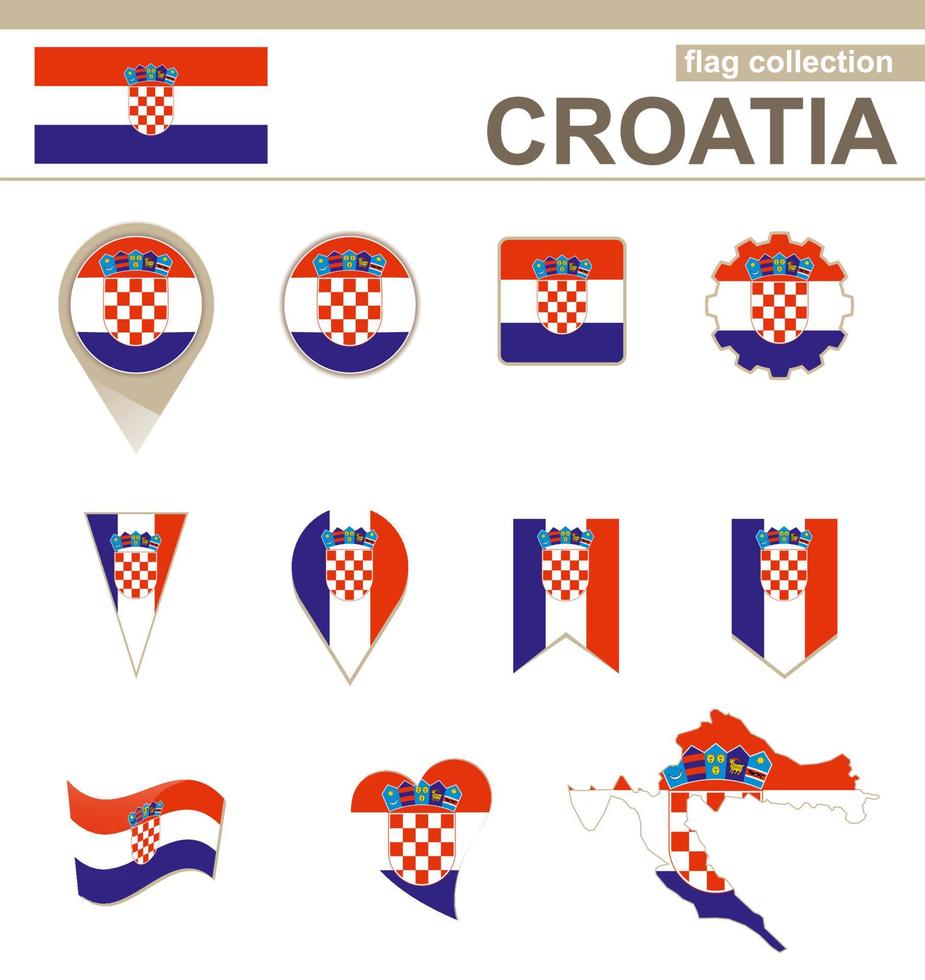 collection de drapeaux de la croatie vecteur