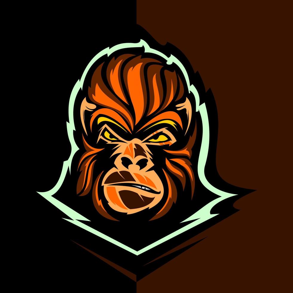 concept de logo tête de gorille vecteur