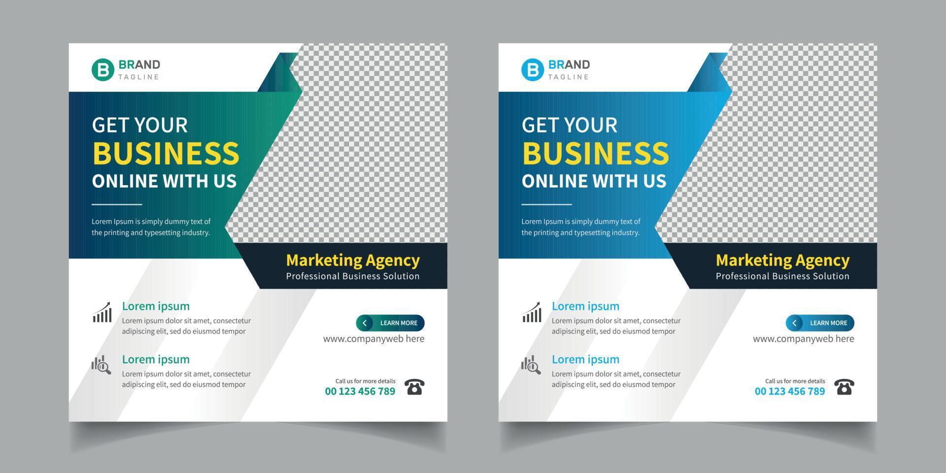 bannière de publication de marketing numérique et de médias sociaux d'entreprise et modèle de flyer d'entreprise carré vecteur