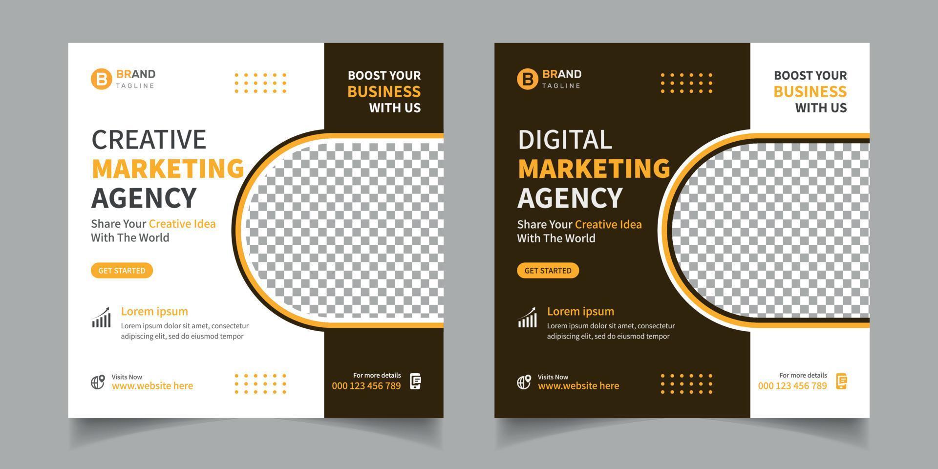 bannière de publication de marketing numérique et de médias sociaux d'entreprise et modèle de flyer d'entreprise carré vecteur