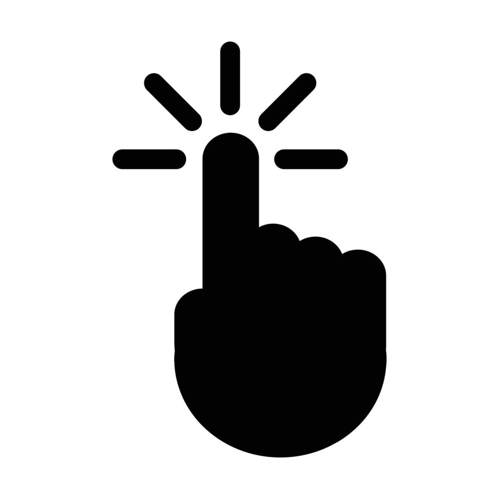 icône de clic solide main isolé sur fond blanc. vecteur