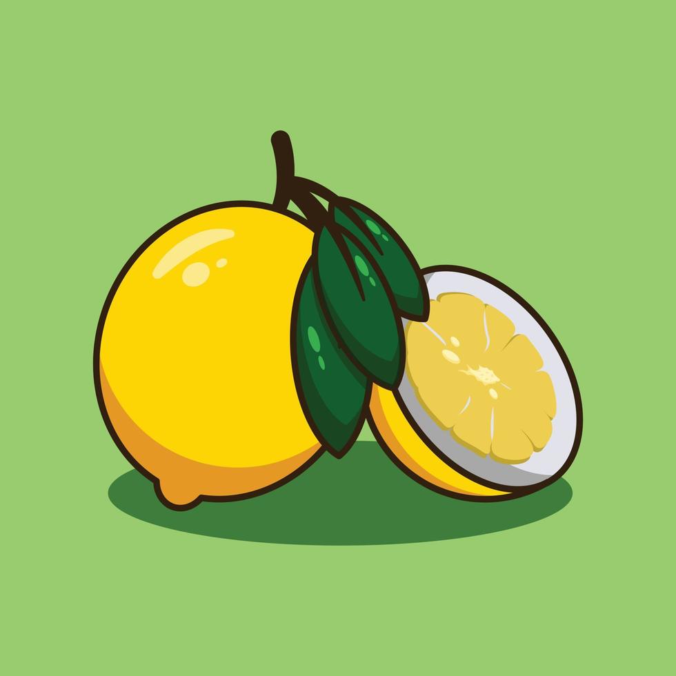 citron et tranches d'illustration vectorielle de citron. style de dessin animé plat vecteur