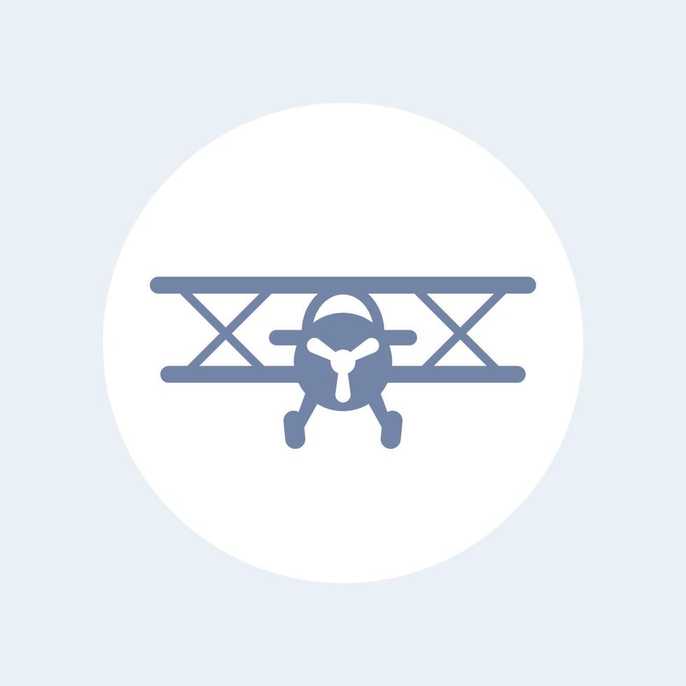 icône de vecteur biplan, avion biplan, icône d'avion isolé sur blanc, pictogramme d'avion, illustration vectorielle