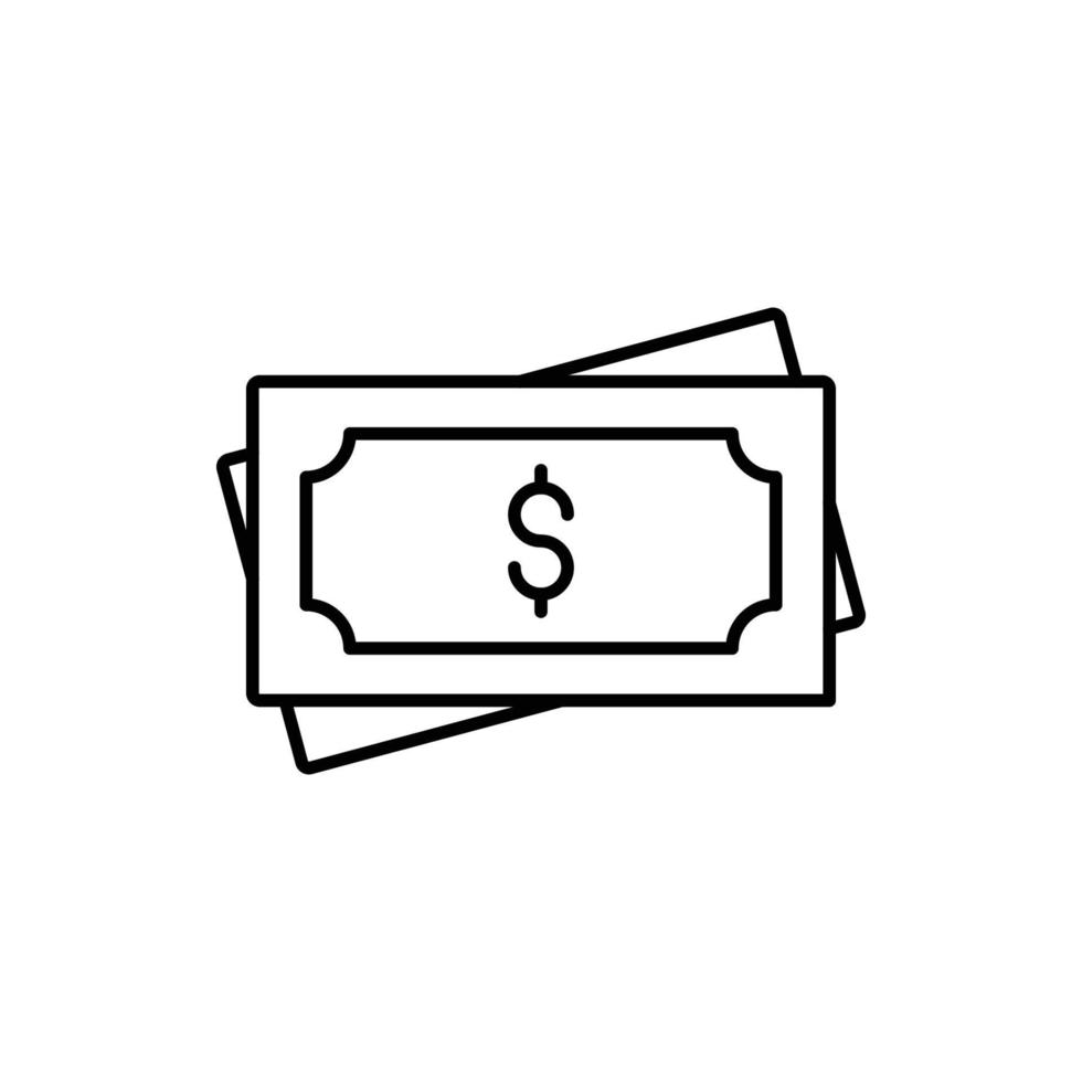 icône de note de dollar en espèces vecteur