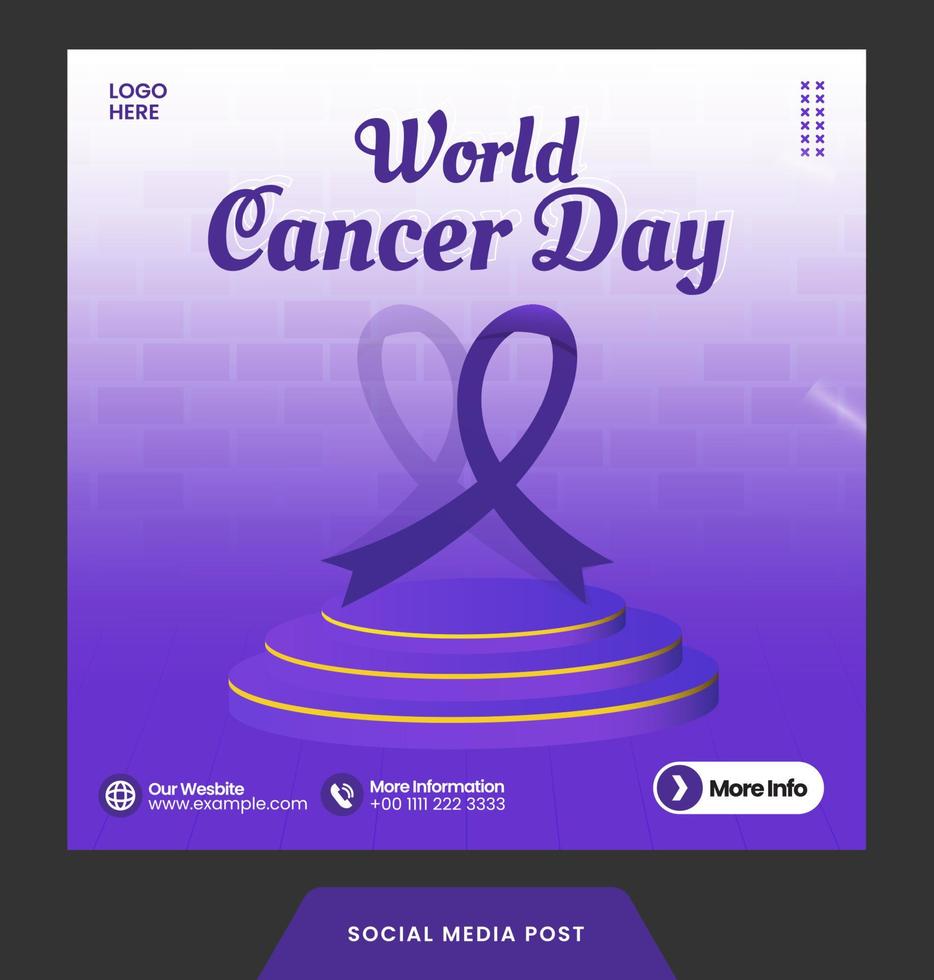 flux de médias sociaux après la mise en page de la journée mondiale du cancer pour le modèle de médias sociaux ou le vecteur de bannière