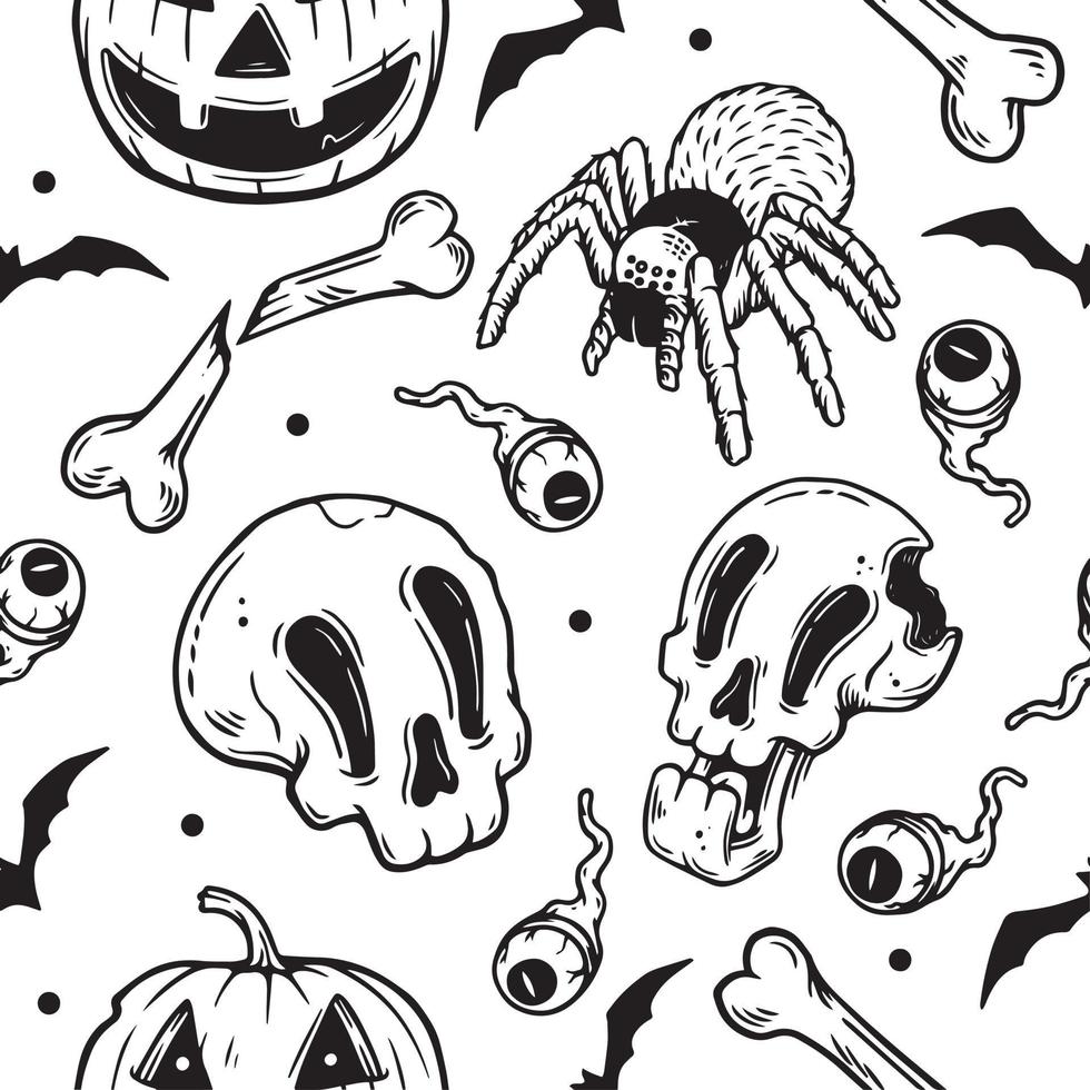 modèle sans couture halloween illustration dessinée à la main vecteur