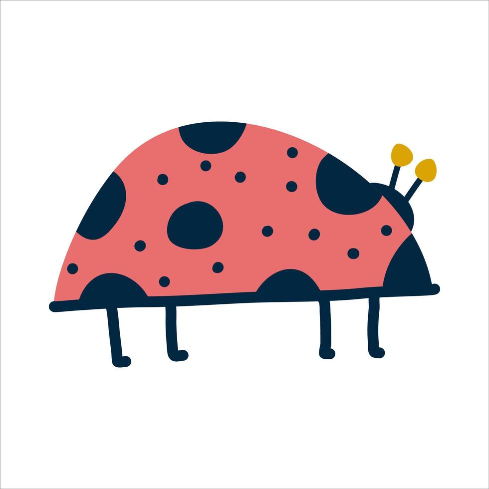 coccinelle isolé sur fond blanc. coccinelle insecte avec des ailes et des points pour la conception des enfants dans un style scandinave simple. illustration de printemps tendance colorée. conception d'illustration vectorielle vecteur