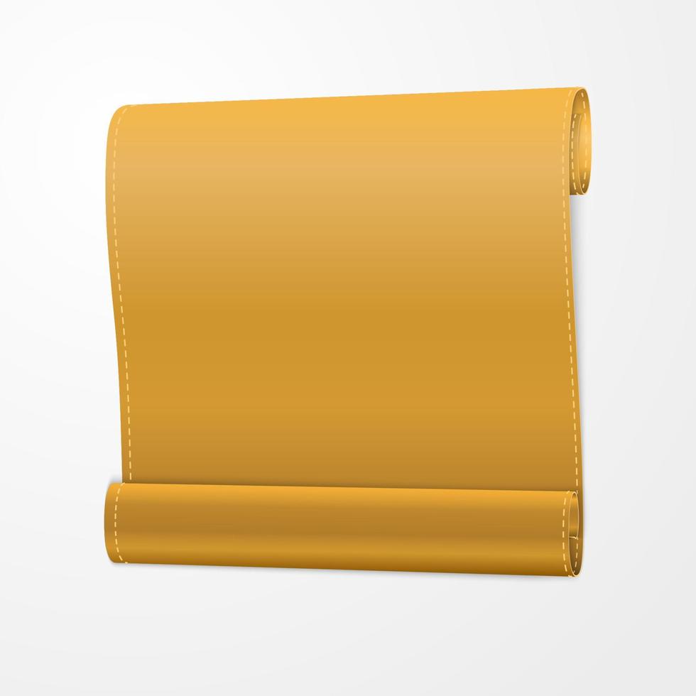 rouleau de papier jaune, incurvé et réaliste. vecteur
