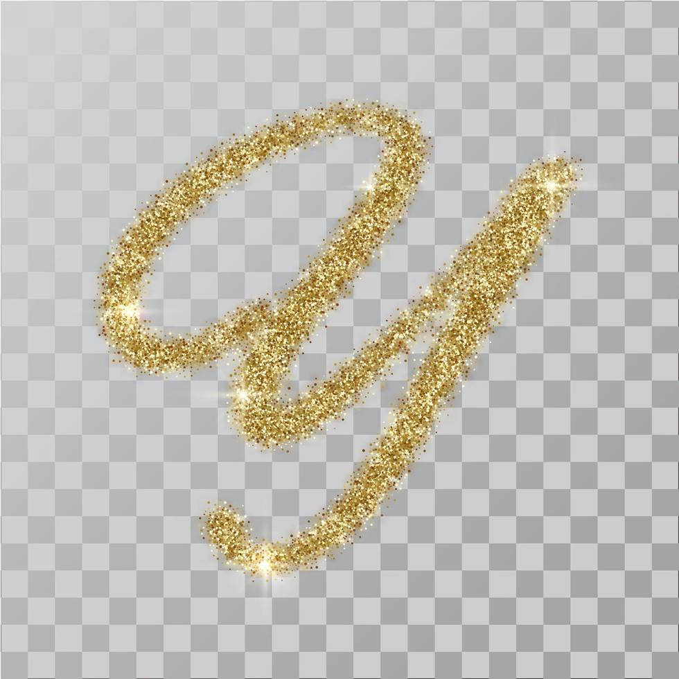 lettre de poudre de paillettes d'or y dans un style peint à la main. vecteur