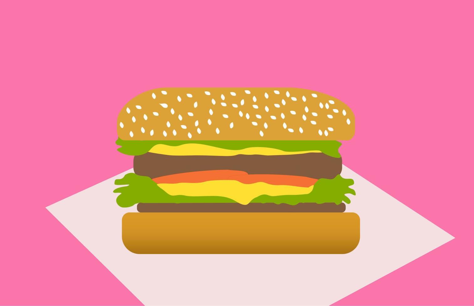 conception d'icône vectorielle d'illustration de nourriture hamburger, malbouffe pour votre journée sur fond rose vecteur