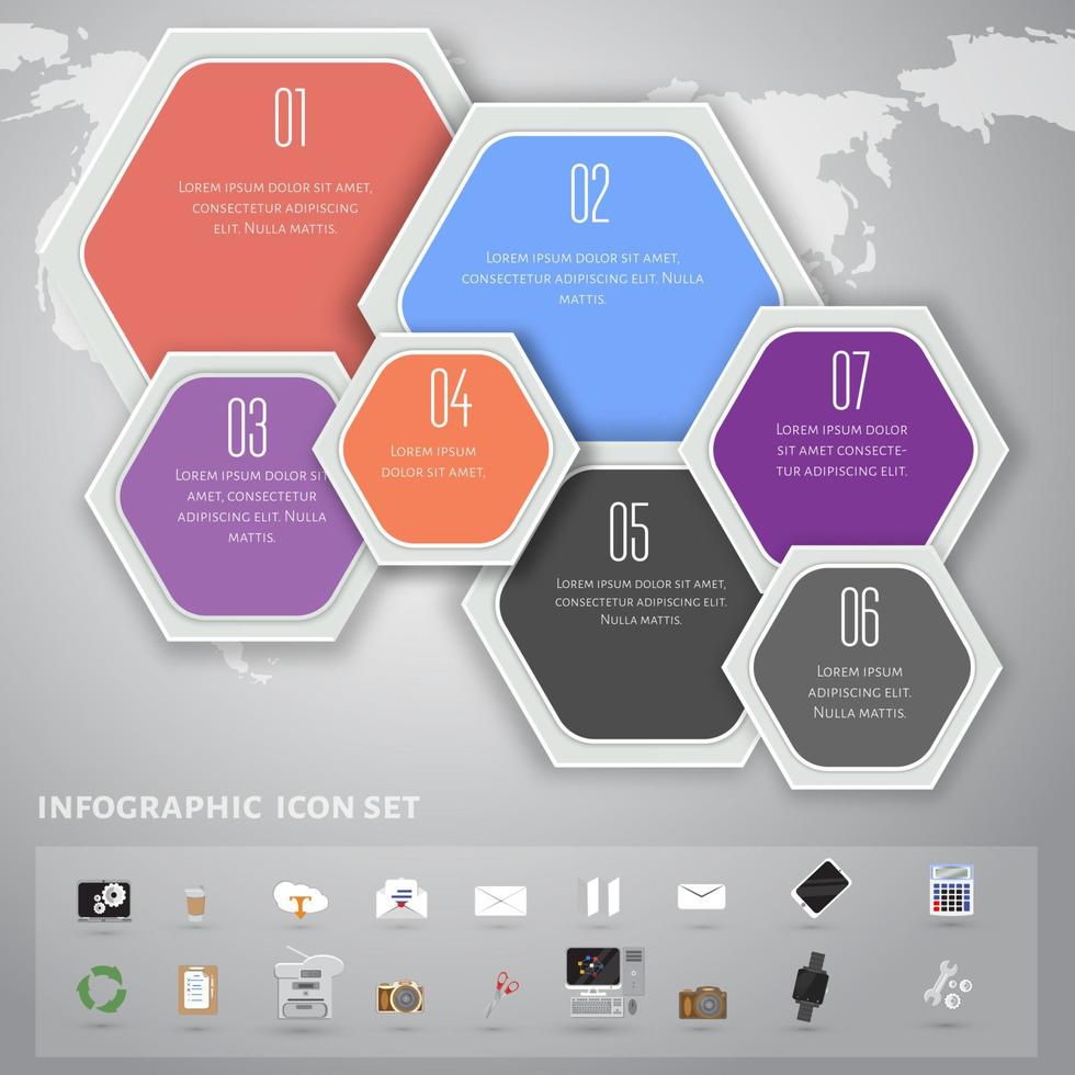 modèle de vecteur d'hexagones colorés pour infographie