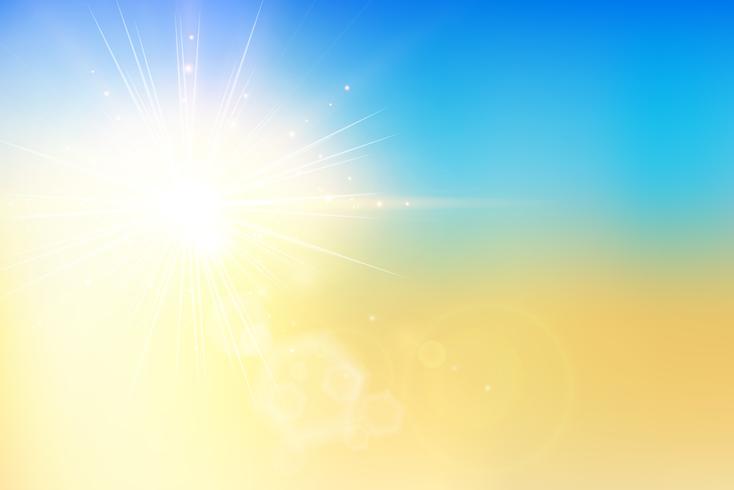 Coucher de soleil de l&#39;été et le ciel avec flare bokeh sur fond flou. vecteur