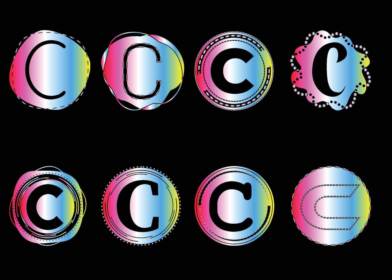 ensemble de conception de logo et d'icône de lettre c vecteur