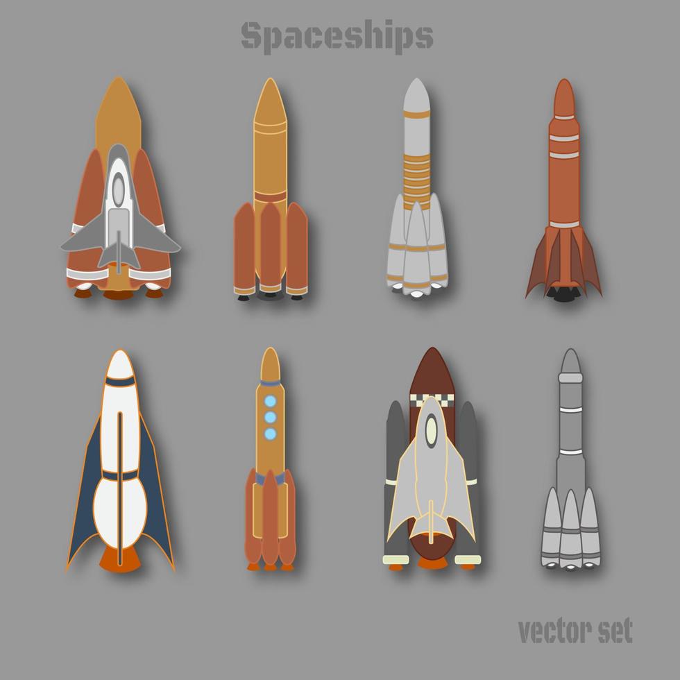 ensemble de vaisseau spatial. conception de bande dessinée. vecteur