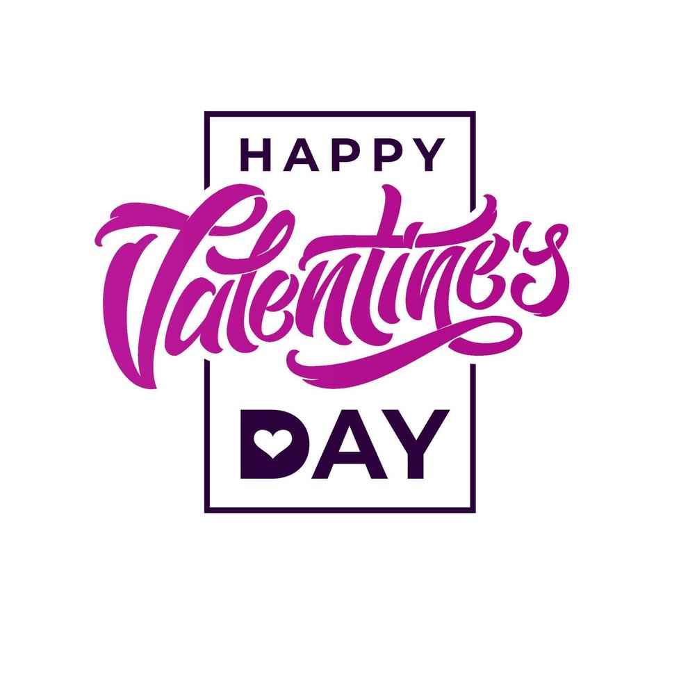 illustration pour le jour de tous les amoureux. lettrage de vecteur happy valentine's day pour les cartes de voeux et les salutations. illustration vectorielle sur fond blanc.