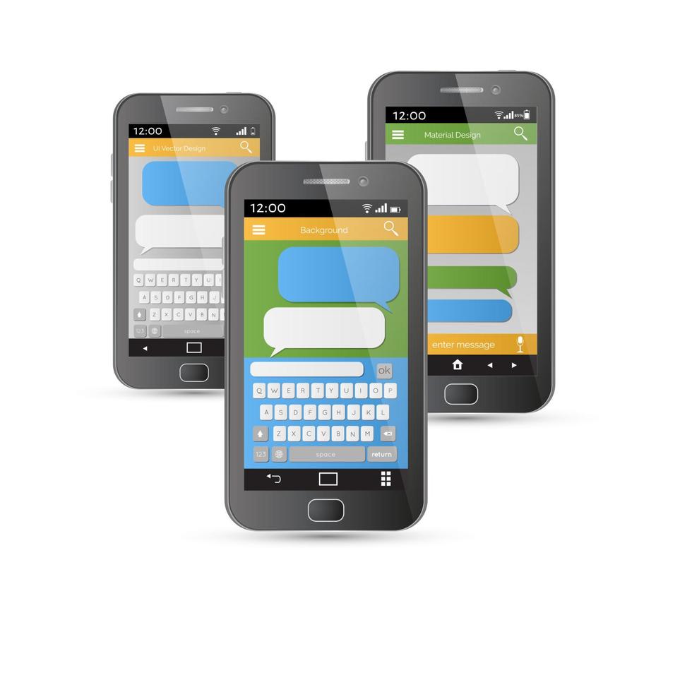 bulles de modèle d'application sms de chat pour smartphone vecteur