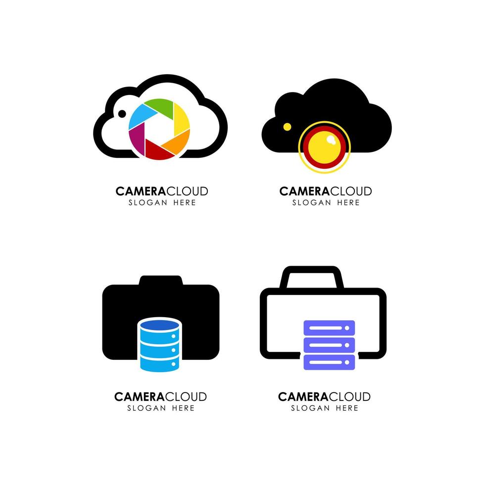 ensemble de vecteur de conception de logo d'entreprise caméra cloud