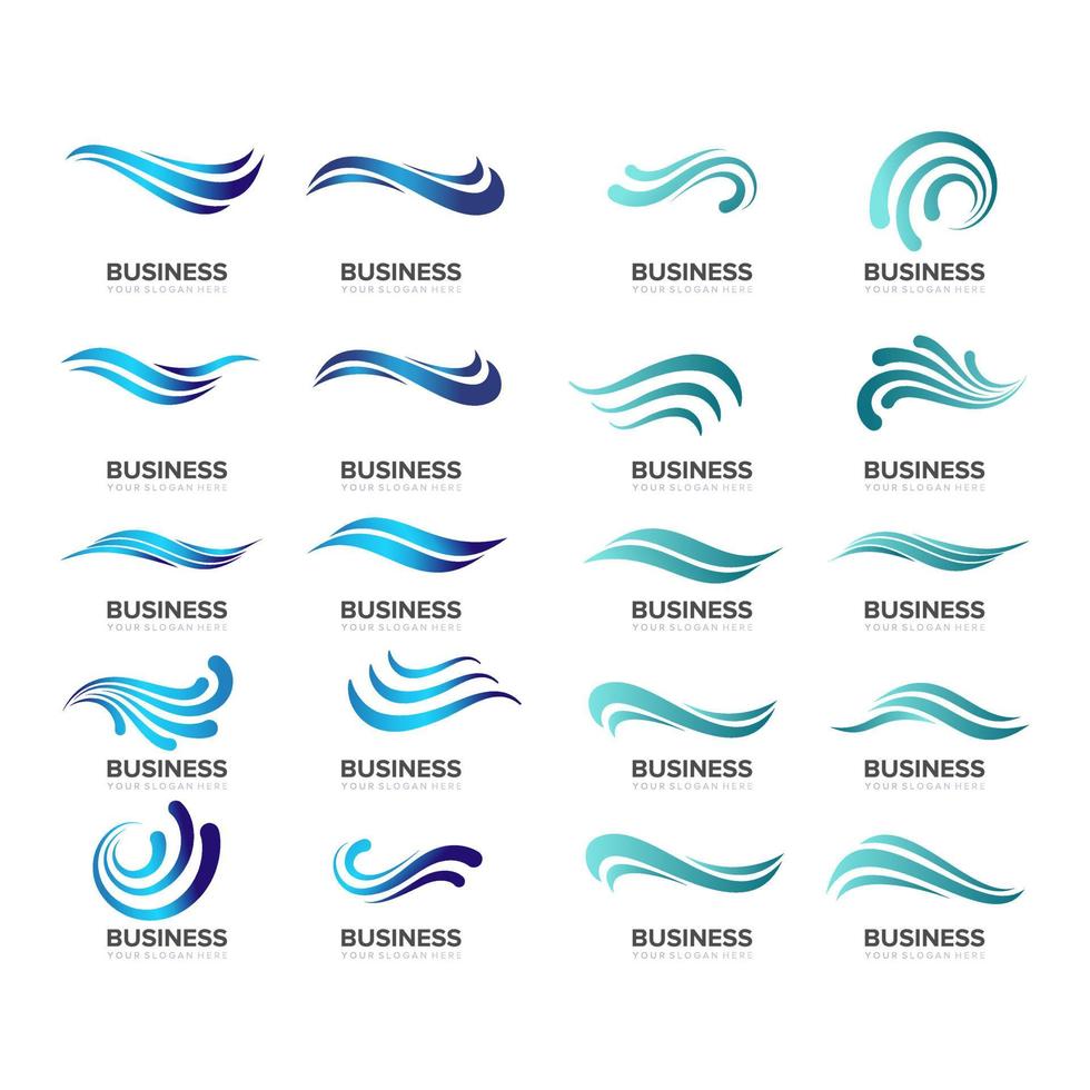 ensemble de vague eau nature plage entreprise logo design vecteur