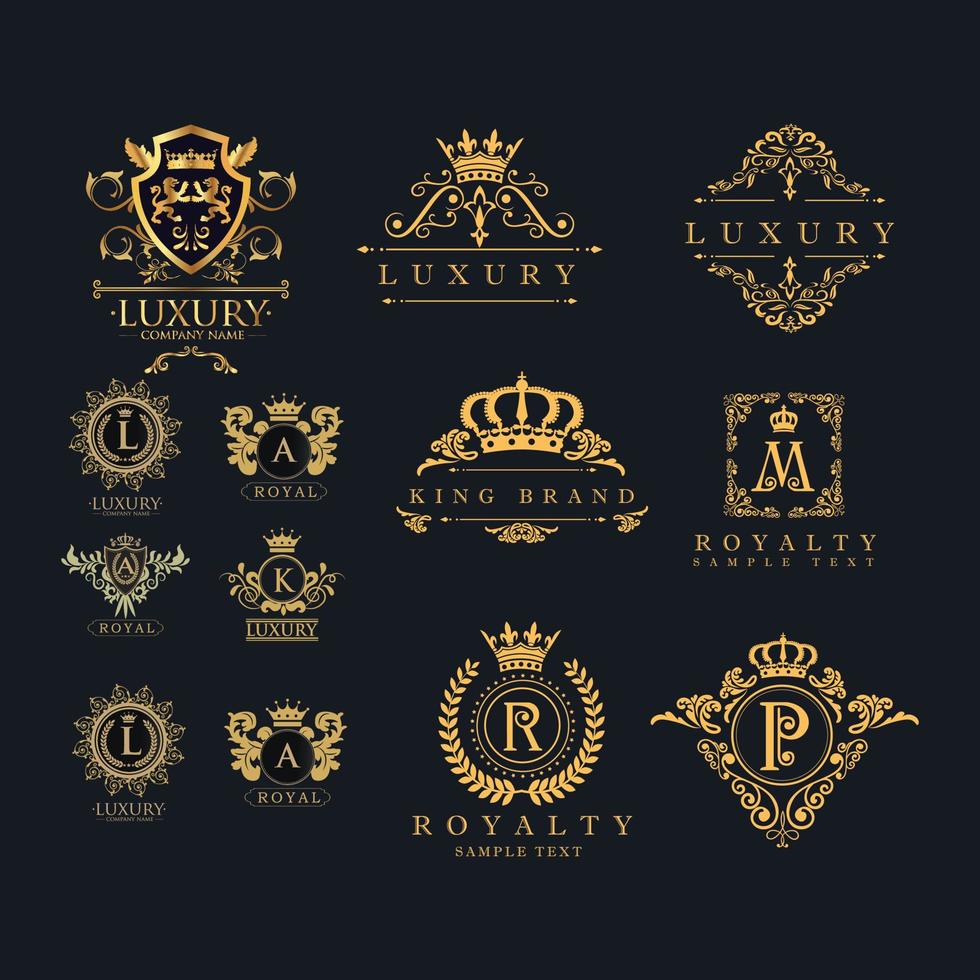 ensemble d'insigne vintage rétro luxe royal vecteur