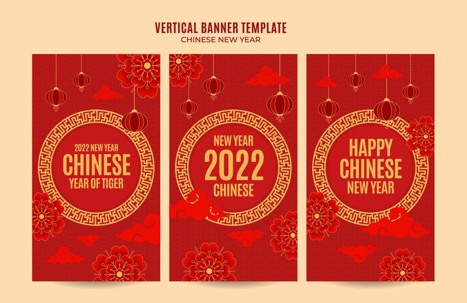 modèle d'histoire instagram de bannière web verticale du nouvel an chinois 2022 vecteur